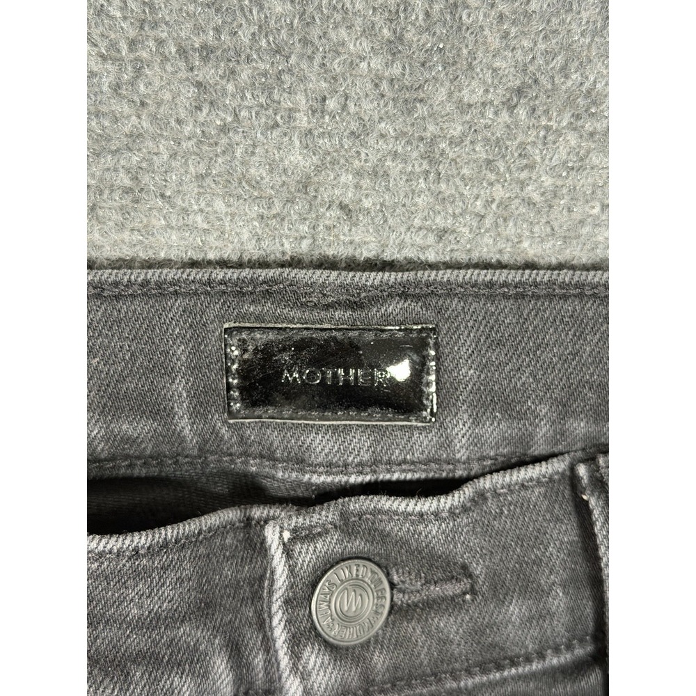 MOTHER Mid Rise Rambler Zip Flood Jeans Women's 26 Spiked Hair Art Flair Black - Picture 6 of 16